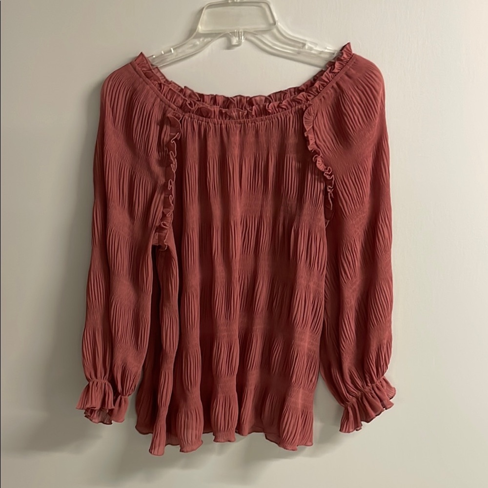Elegant Ruffled Blush Top